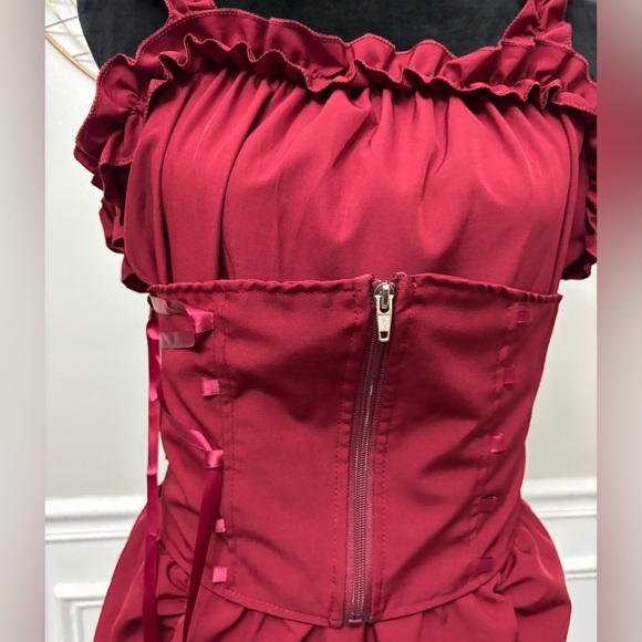 Women's Gothic Square Neck Sleeveless Ruffle Dress *see description* - Picture 4 of 9